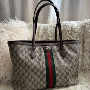 Gucci Brown and Green Women's Tote Bag